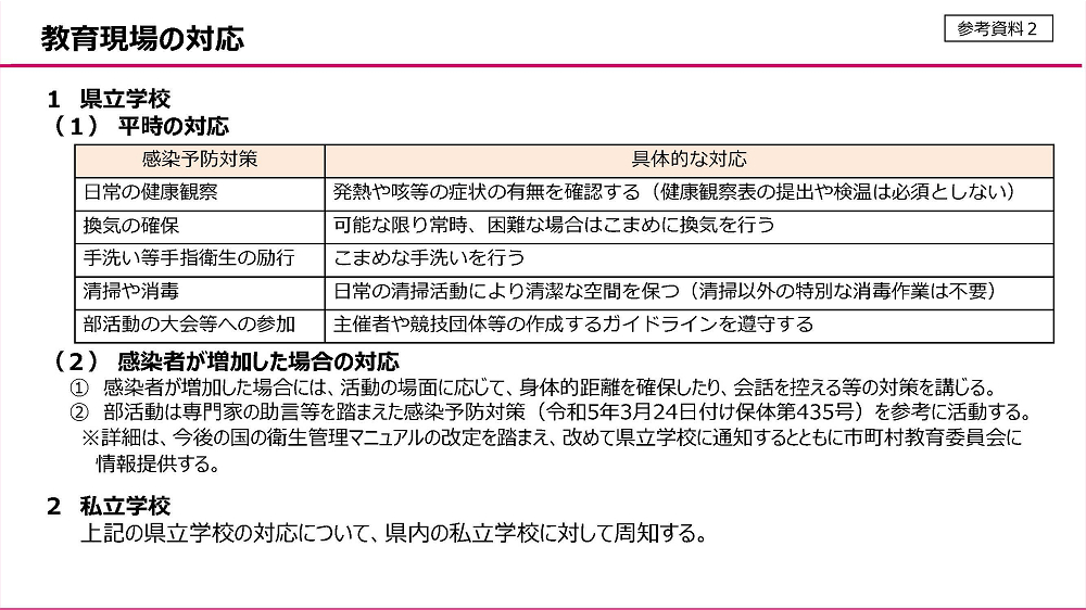 宮城県：教育現場の対応について