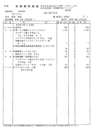 医療費明細書 2022.02.25