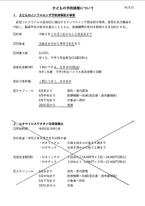 子供の予防接種について 2020.08.12